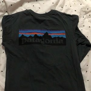 Gray Patagonia Logo Long Sleeve T-Shirt
